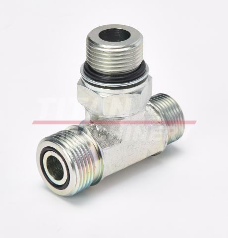 87676315 – TEE, M27 x 2 ORB x 1 - 3/16  - 12 ORFS x 1  - 14 ORFS (1)